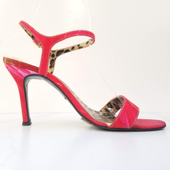 Dolce & Gabbana Heels Sandals Floral Red Open Toe - Picture 4 of 8